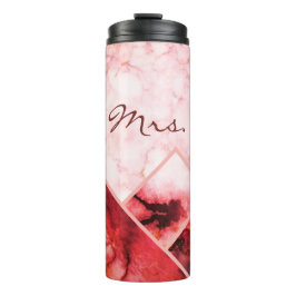 Mrs. Pink Marble Mountains Color Block Personalisi Thermosbecher