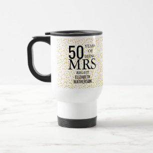 Mrs Right Fun Golden Hearts 50. Hochzeitstag Reisebecher