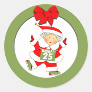 Mrs. Santa Läufer Rennen Runder Aufkleber