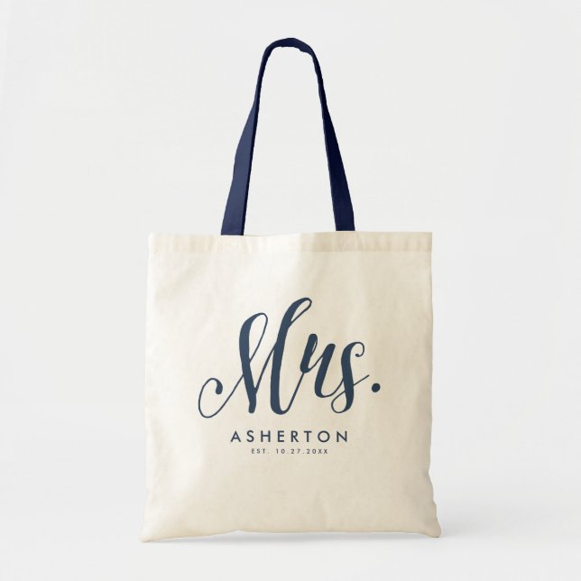 Mrs. script navy blauer frisch verheiratete Braut Tragetasche (Vorne)