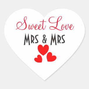 Mrs. + Sweet Liebe Red Hearts Personalisiert Herz-Aufkleber