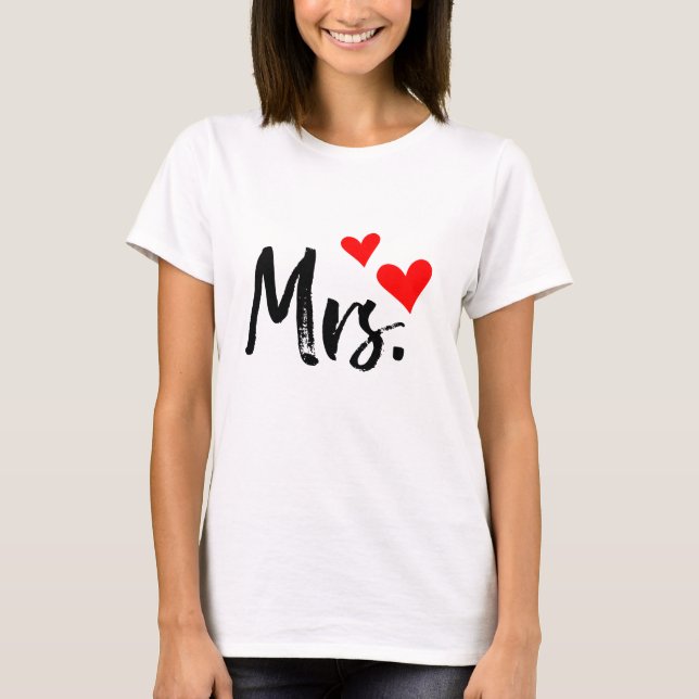 Mrs. T - Shirt - Niedliche Ehefrau Geschenke mit R (Vorderseite)