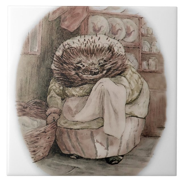 "Mrs Tiggy-Winkle the Igel" von Beatrix Potter Fliese (Vorderseite)