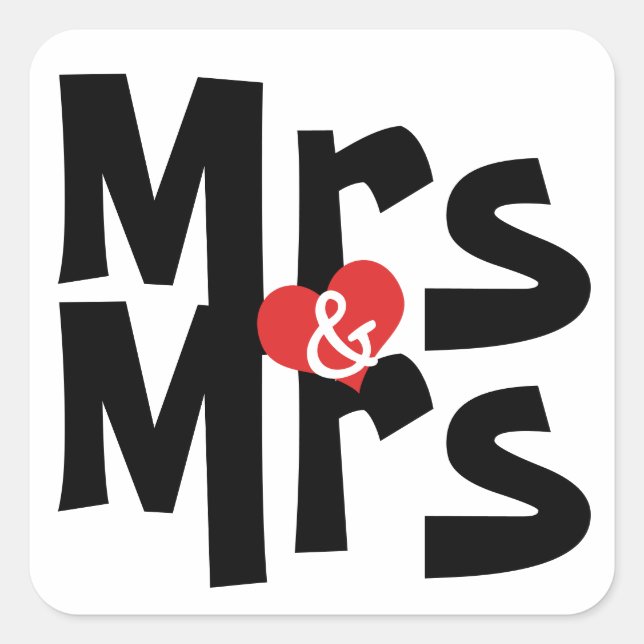 Mrs. und Mrs. Bold Modern Wedding Quadratischer Aufkleber (Vorderseite)