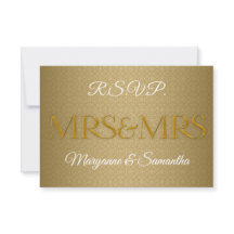 MRS und MRS Gay Wedding RSVP in Gold Damask