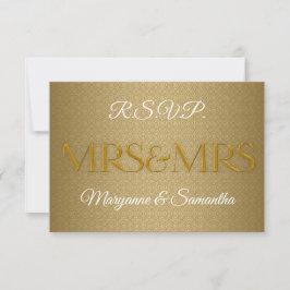 MRS und MRS Gay Wedding RSVP in Gold Damask