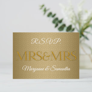 MRS und MRS Gay Wedding RSVP in Gold Damask