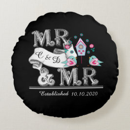Mrs. und Mrs. Personalisiert Gay Wedding Gift Rundes Kissen