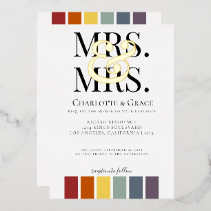 Mrs und Mrs Rainbow Gay Elegante Hochzeit Folieneinladung