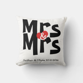Mrs. und Mrs Two Brides Personalisiert Wedding Kissen