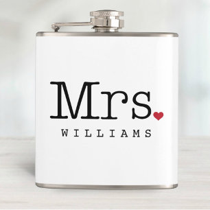 Mrs Vintage Schreibmaschine Hochzeitsmonogramm Flachmann