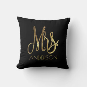 Mrs. Your Name Gold Look Typografie Elegantes Scri Kissen