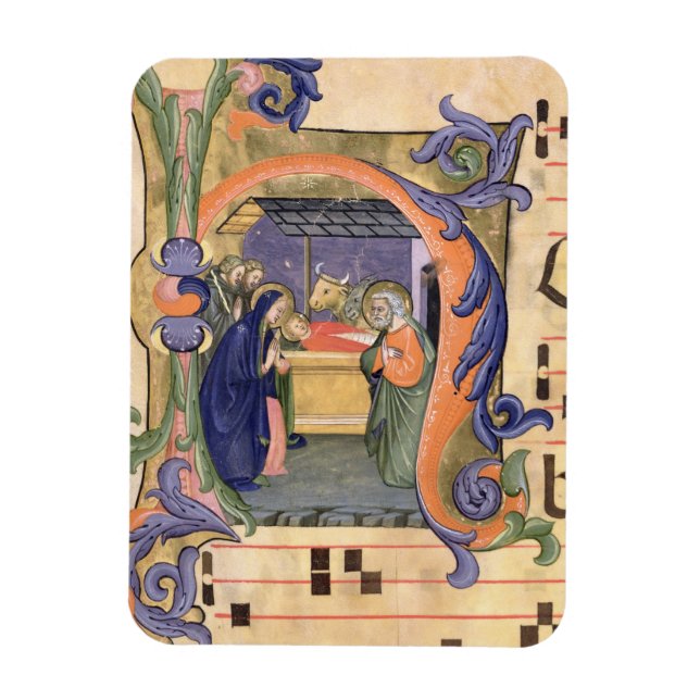 Ms 571 f.6r Historiated initial 'H' depicting the Magnet (Vertikal)