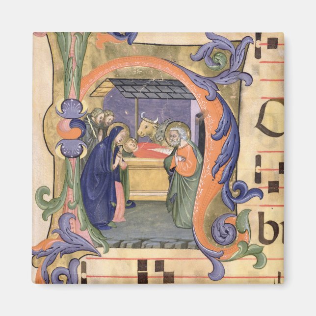 Ms 571 f.6r Historiated initial 'H' depicting the Magnet (Vorne)