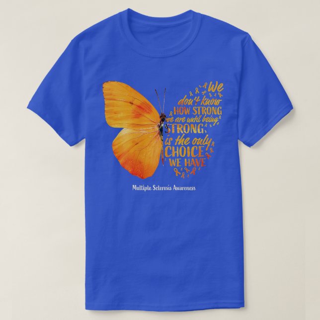 MS Butterfly Orange Ribbon Multiple Scleros T-Shirt (Design vorne)