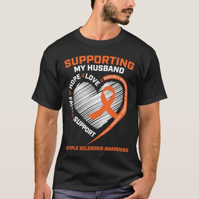 MS Husband Multiple Sklerose Ehefrau MS Bewusstsei T-Shirt (Vorderseite)
