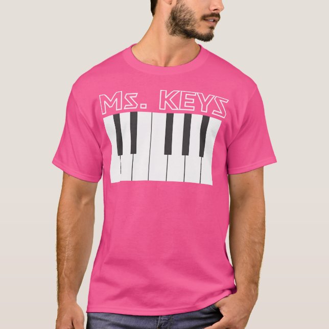 Ms. Keys Keyboard Piano Player Musical T-Shirt (Vorderseite)