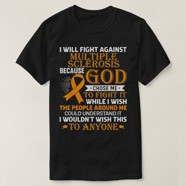 MS Multiple Sclerosis Awareness Orange Ribbon Men  T-Shirt (Design vorne)