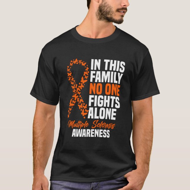 MS-Multiple-Sklerose-Bewusstseins-Orangeschleife T-Shirt (Vorderseite)