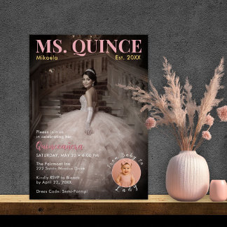 Ms Quince Blush Pink Elegant Quinceañera  Einladung