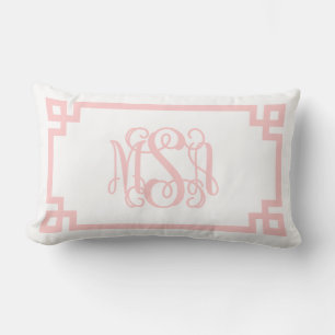 MSA Light Pink Greece Key Script Monogram Lendenkissen