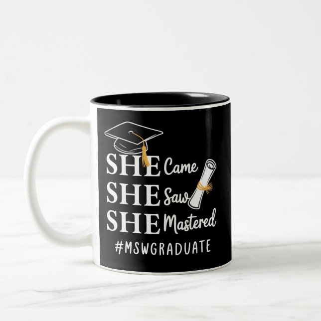 MSW Master-Abschluss Master of Social Work Absolve Zweifarbige Tasse (Links)