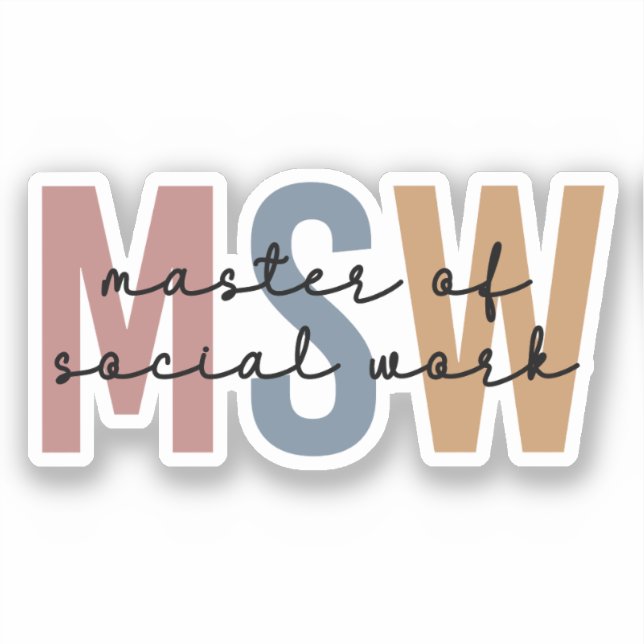 MSW Master of Social Work Retro Abschluss Aufkleber (Vorderseite)