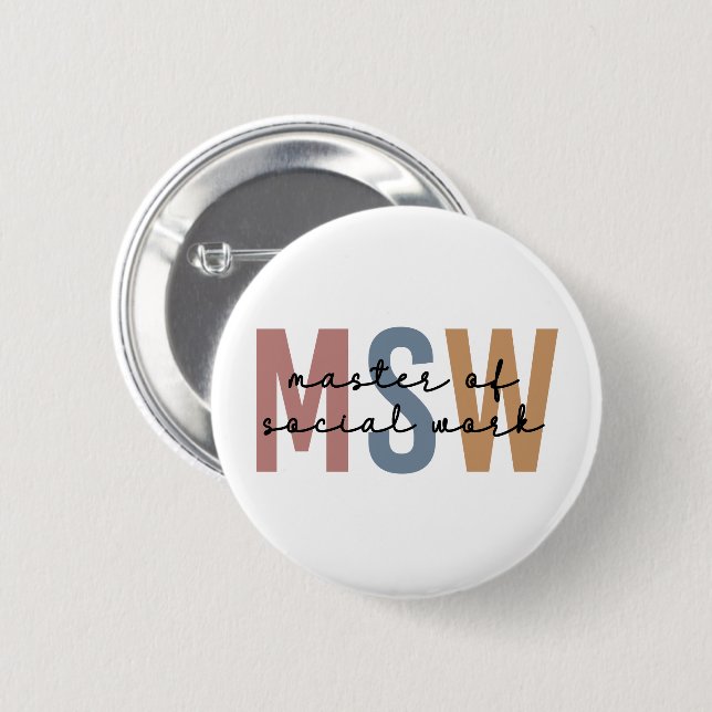 MSW Master of Social Work Retro Abschluss Button (Vorne & Hinten)