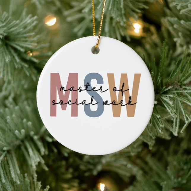 MSW Master of Social Work Retro Abschluss Keramik Ornament (Baum)