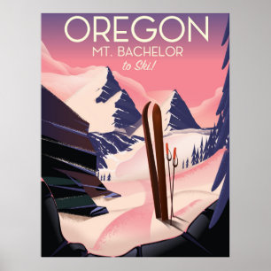 Mt.Bachelor Oregon Ski-Reiseplakat Poster