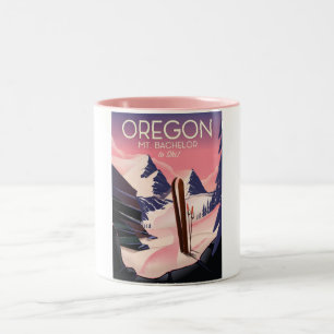 Mt.Bachelor Oregon Ski-Reiseplakat Zweifarbige Tasse
