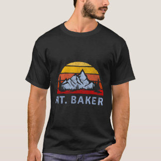 Mt Baker Retro-Berg-Sonnenuntergangs-Design T-Shirt