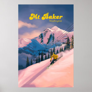 Mt Baker Skigebiet Reiseplakat Poster