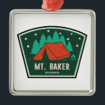 Mt. Baker Wilderness Washington Camping Ornament Aus Metall<br><div class="desc">The Mount Baker-Snoqualmie National Forest in Washington extends more than 140 miles along the western slopes of the Cascade Range from the Canada–US border to the northern boundary of Mount Rainier National Park.</div>