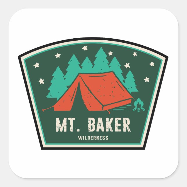 Mt. Baker Wilderness Washington Camping Quadratischer Aufkleber (Vorderseite)