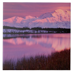Mt. Denali bei Sonnenuntergang vom Reflection Pond Fliese