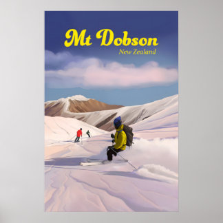 Mt Dobson Skigebiet Reiseplakat Poster