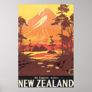 Mt. Egmont Neuseeland Vintage-Reiseposter Poster