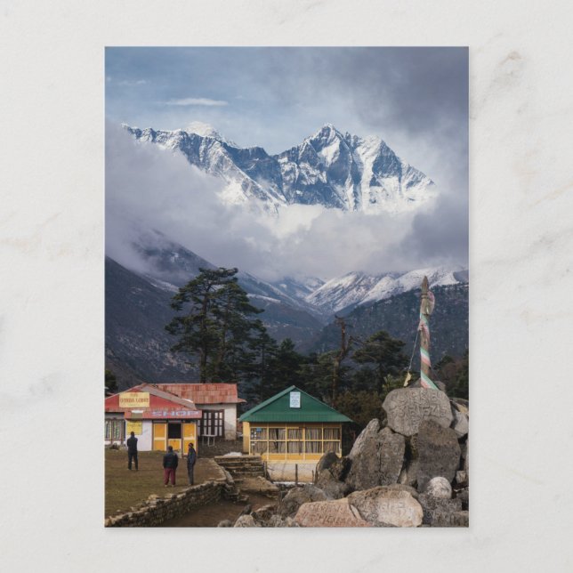 Mt Everest Peak aus Tengboche Himalayan Village Postkarte (Vorderseite)