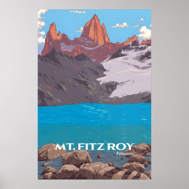 Mt Fitz Roy Patagonien Reiseplakat Poster (Vorne)