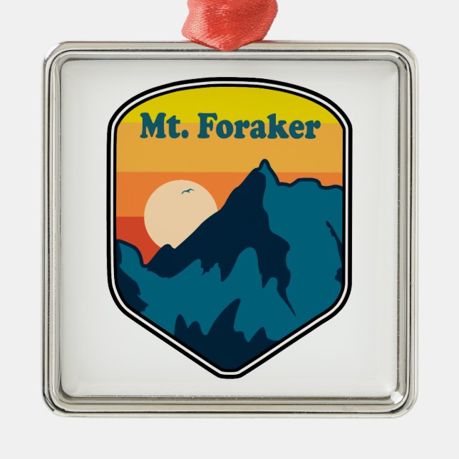 Mt. Foraker Alaska Sunrise Ornament Aus Metall (Vorne)