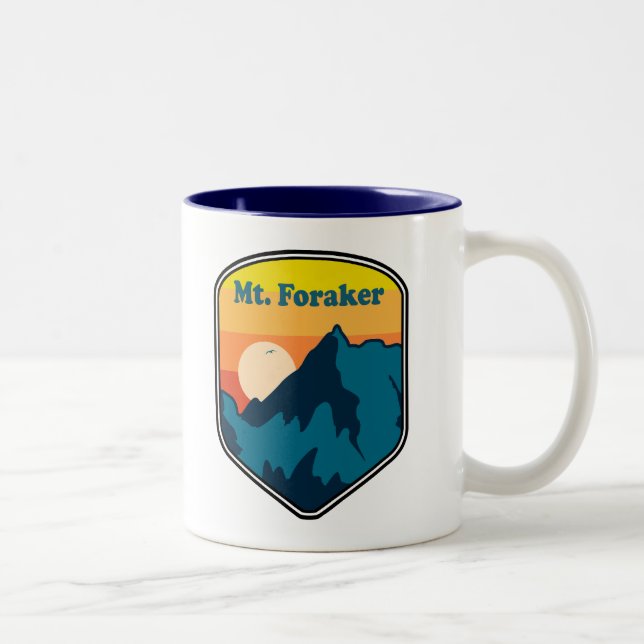 Mt. Foraker Alaska Sunrise Zweifarbige Tasse (Rechts)