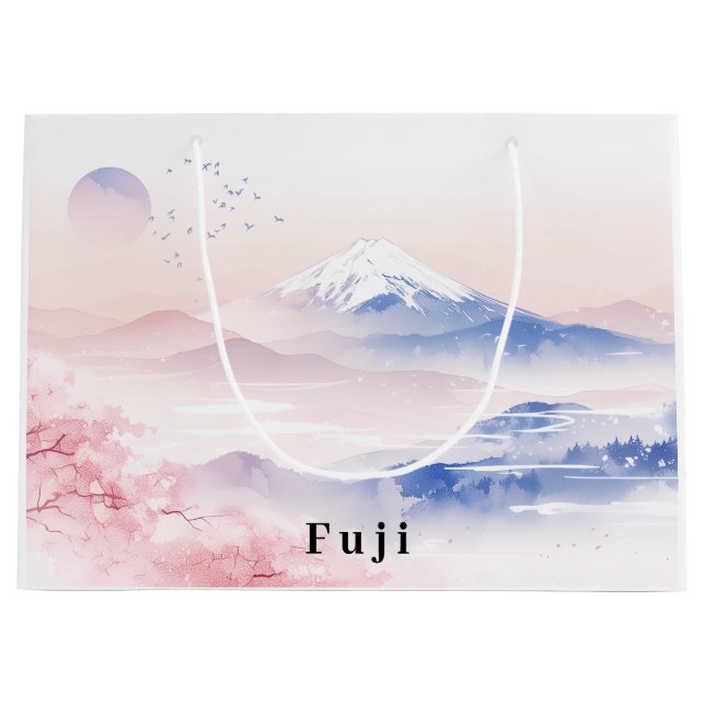 Mt. Fuji & Cherry Blossoms Elegant Große Geschenktüte (Vorderseite)