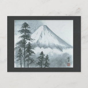 Mt Fuji Ink Painting Postcard Postkarte