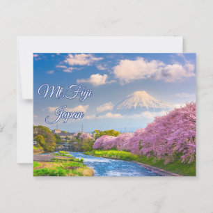 Mt. Fuji Japan Fluss, Kirschblüten Frühling  Postkarte