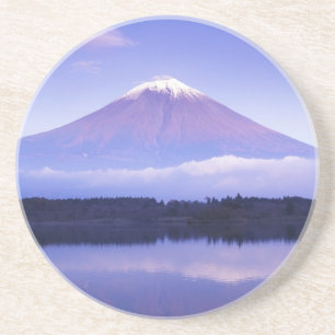 Mt. Fuji mit Linsenwolke, Motosu-See, Sandstein Untersetzer