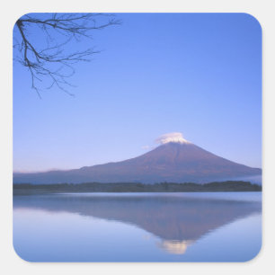 Mt. Fuji vom Motosu-See, Yamanashi, Japan Quadratischer Aufkleber