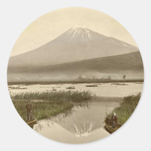 Mt. Fuji von Kashiwabara Vintage-Fotografie Runder Aufkleber