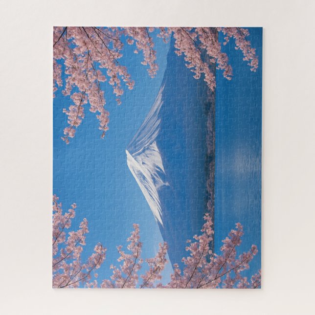 Mt. Fuji with Cherry Blossoms in Full Bloom Puzzle (Vertikal)
