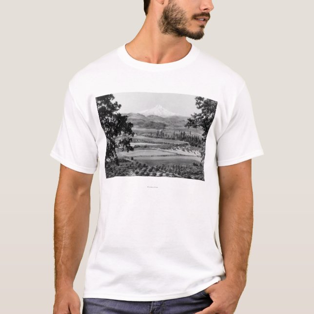 Mt. Haube von der Hood River Tal-Fotografie T-Shirt (Vorderseite)